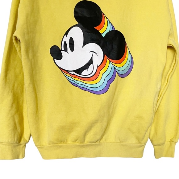 Disney Retro Mickey Mouse Head Sweatshirt Rainbow Bright Yellow Size Medium - Picture 4 of 9